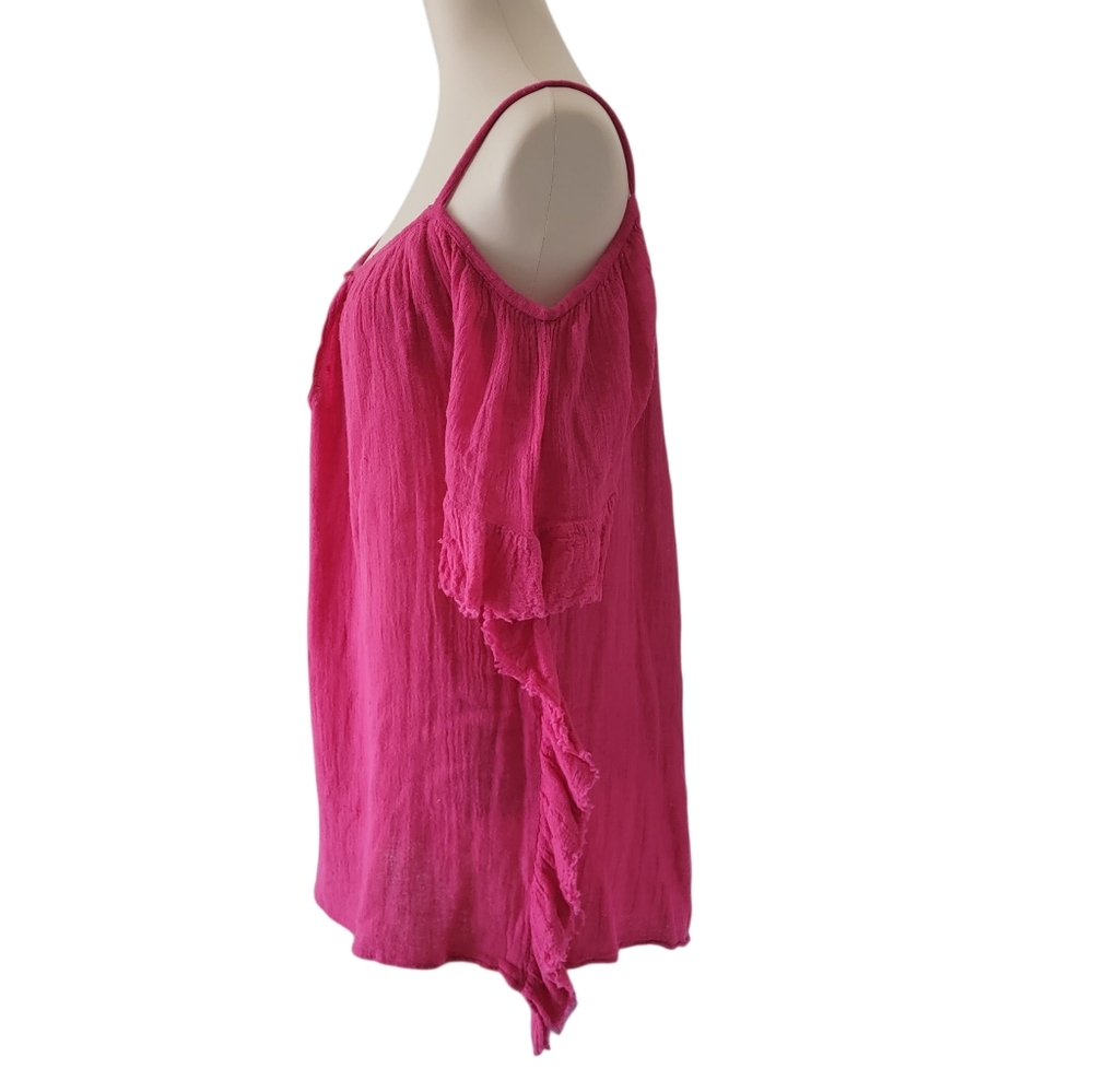 Jen's Pirate Booty Off Shoulder Poncho Style OS Pink Cotton - Picture 9 of 9